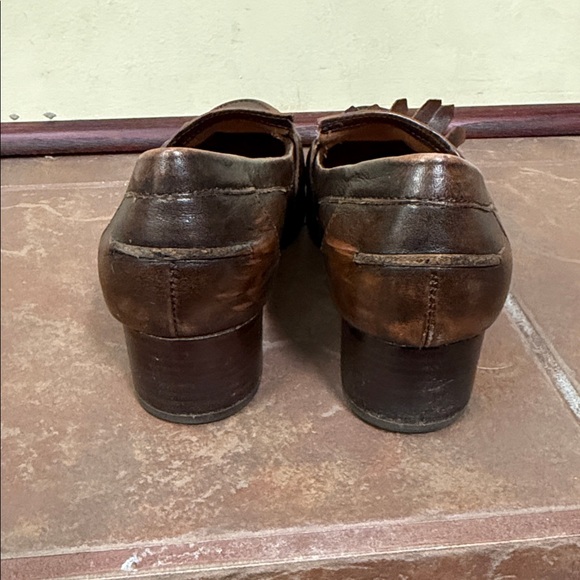 Born Lissette Brown Leather Fringed Heeled Women's Loafer Shoes Size 10 - Picture 3 of 6